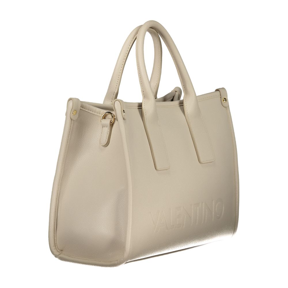 Beige Polyurethane Women Handbag