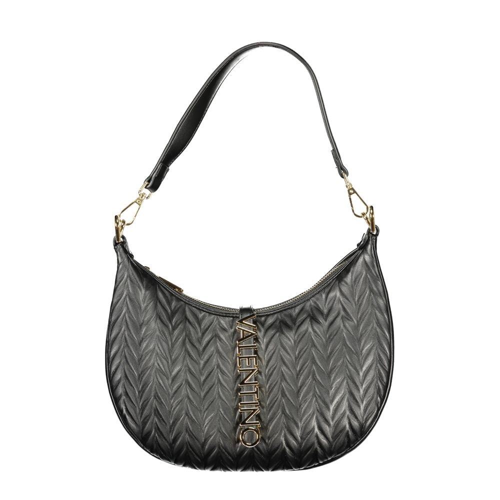 Black Polyurethane Women's Shoulder Bag