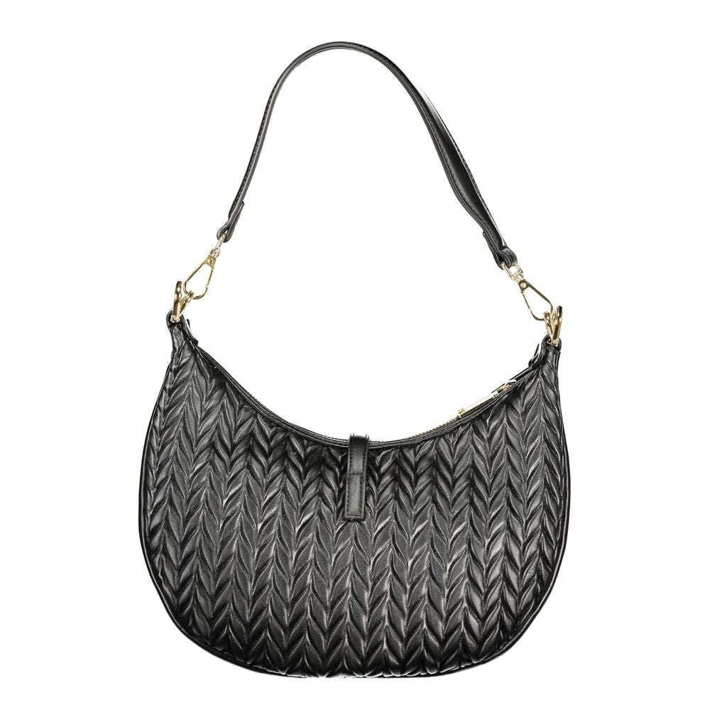 Black Polyurethane Women's Shoulder Bag