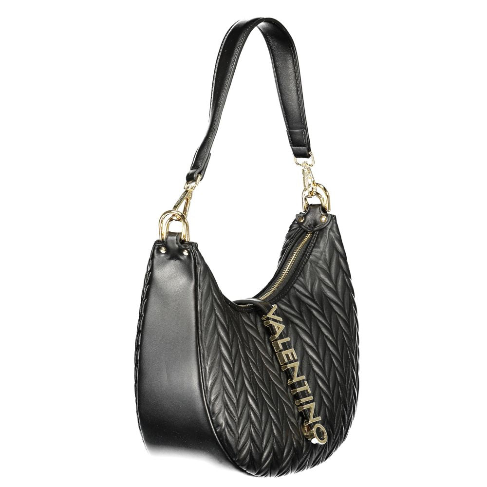 Black Polyurethane Women's Shoulder Bag