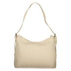 Beige Polyurethane Women Handbag