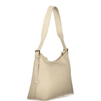 Beige Polyurethane Women Handbag