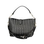 Black Polyurethane Women's Shoulder Bag