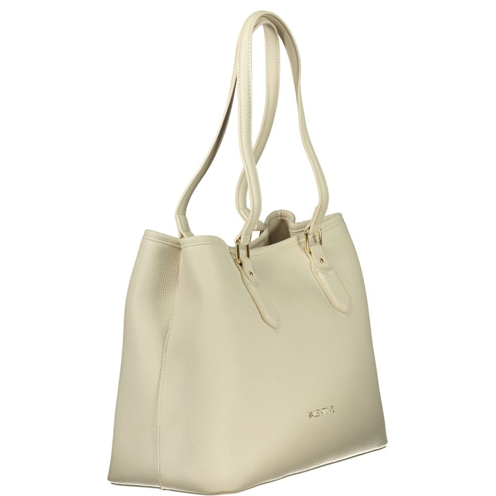 Beige Polyurethane Women Handbag