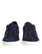 Blue Leather Suede Low Top Sneakers Shoes