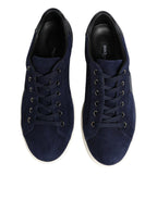 Blue Leather Suede Low Top Sneakers Shoes