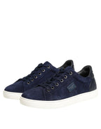 Blue Leather Suede Low Top Sneakers Shoes