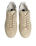 Beige London Low Top Leather Sneakers Shoes