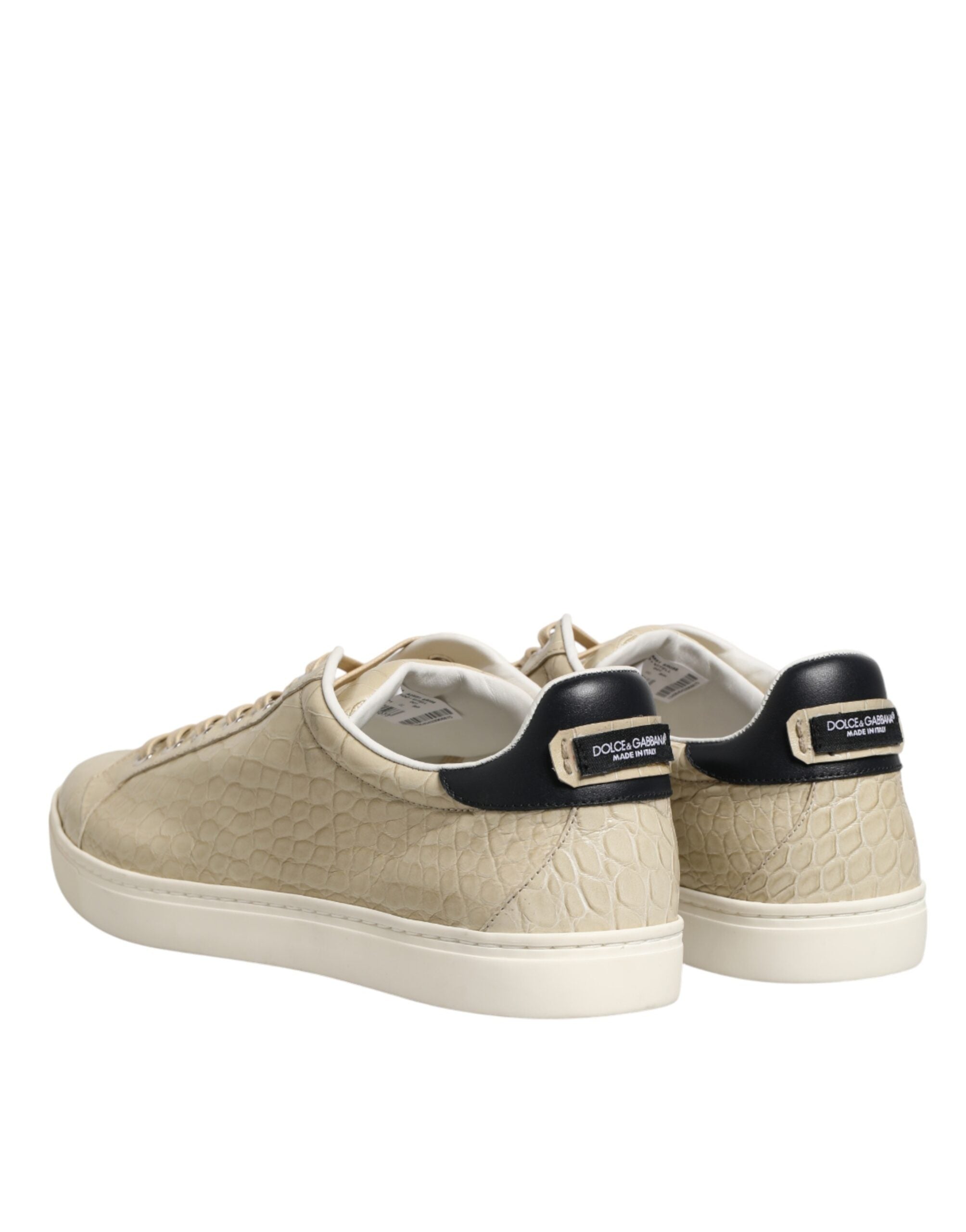 Beige London Low Top Leather Sneakers Shoes