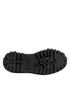 Black Leather Jeweled Crystals Derby Shoes