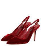 Red Suede High Heels Slingbacks Sandals Shoes