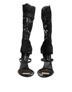 Black Floral Lace Heels SANDALS Shoes