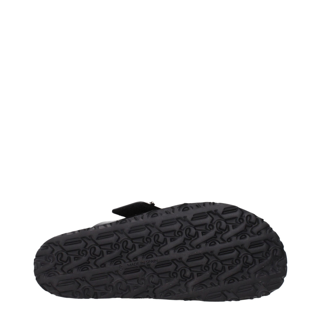 Black Leather Slippers