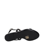 Black Satin Flat Sandals