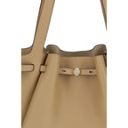 Beige Leather Shoulder Bag