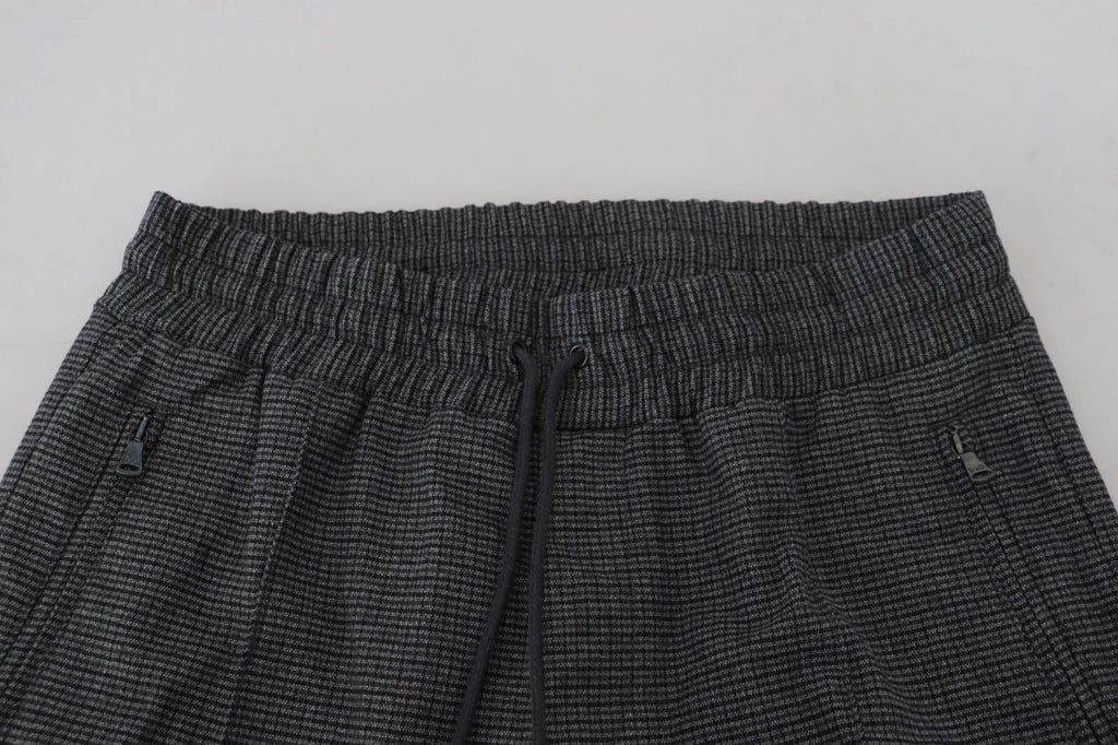 Gray Striped Wool Skinny Trouser Pants