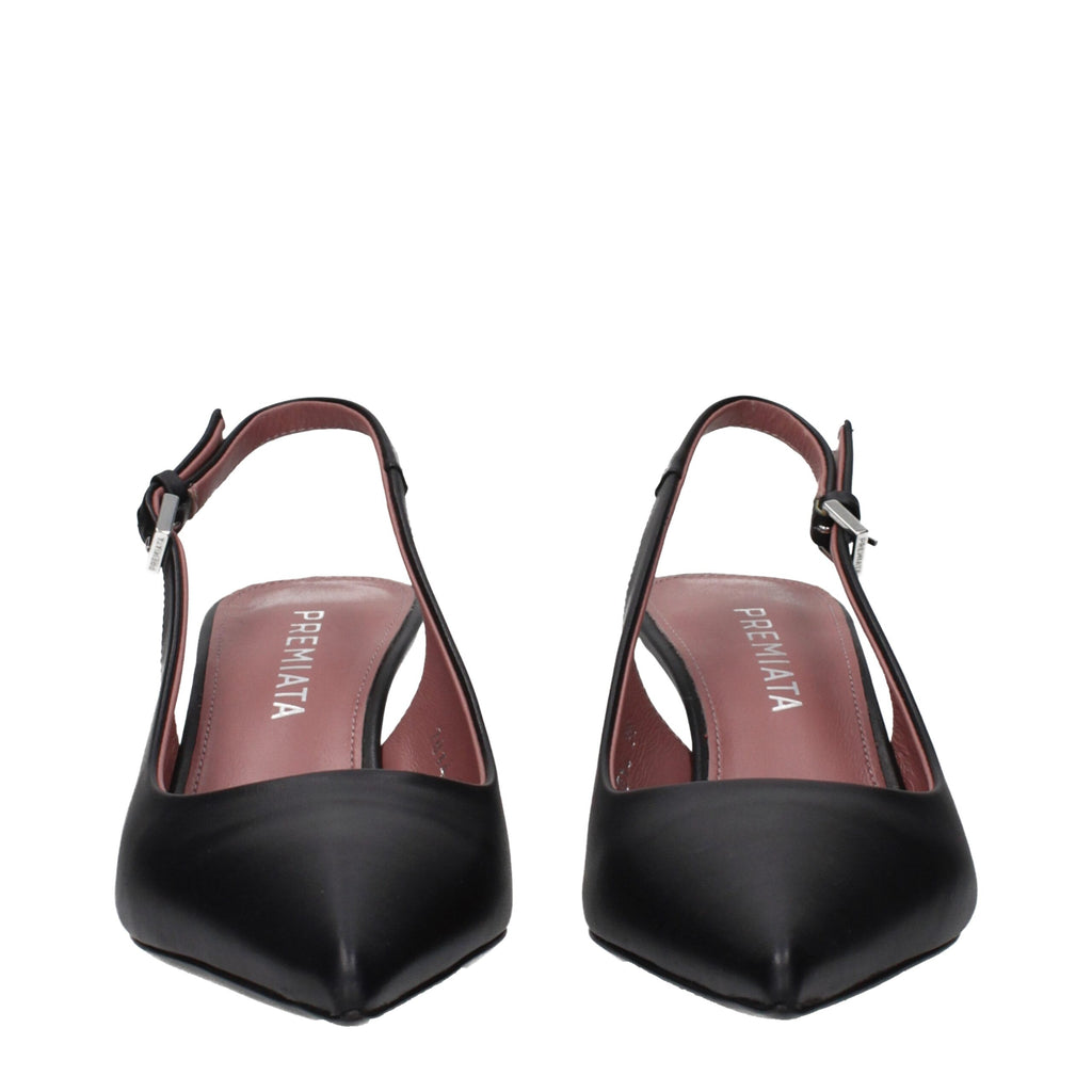 Black Leather Platform Pumps