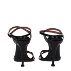 Black Leather Stiletto Heel Sandals