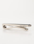 Silver Tone Brass Logo Branded Men Accessory Tie Clip Bar
