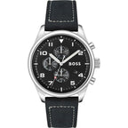 Black Leather Dress Watch
