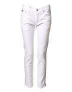 White Cotton Stretch Skinny Men Denim Jeans