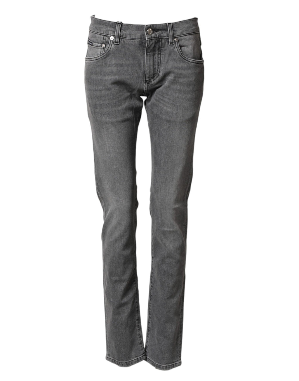 Gray Cotton Mid Waist Skinny Denim Jeans