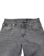 Gray Cotton Mid Waist Skinny Denim Jeans