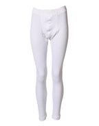 White Cotton Mid Waist Tights Leggings Pants