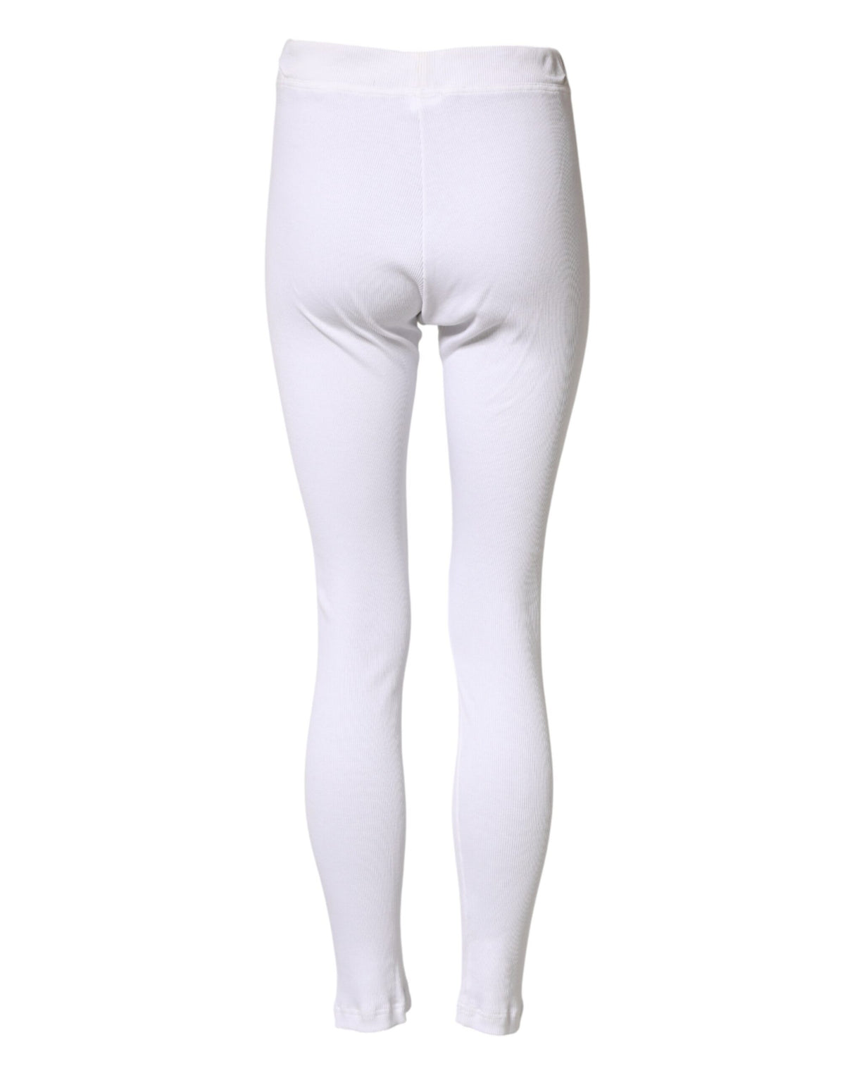 White Cotton Mid Waist Tights Leggings Pants