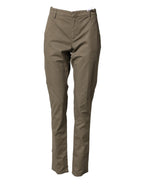 Beige Cotton Stretch Straight Chino Men Trouser Pants
