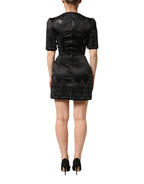 Black Embellished Short Sleeve Sheath Dress