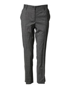 Dark Gray Check Tartan VirginWool Dress Pants