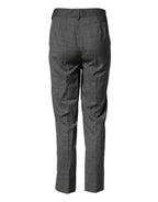 Dark Gray Check Tartan VirginWool Dress Pants