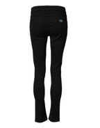Black Cotton Skinny Mid Waist Denim Jeans