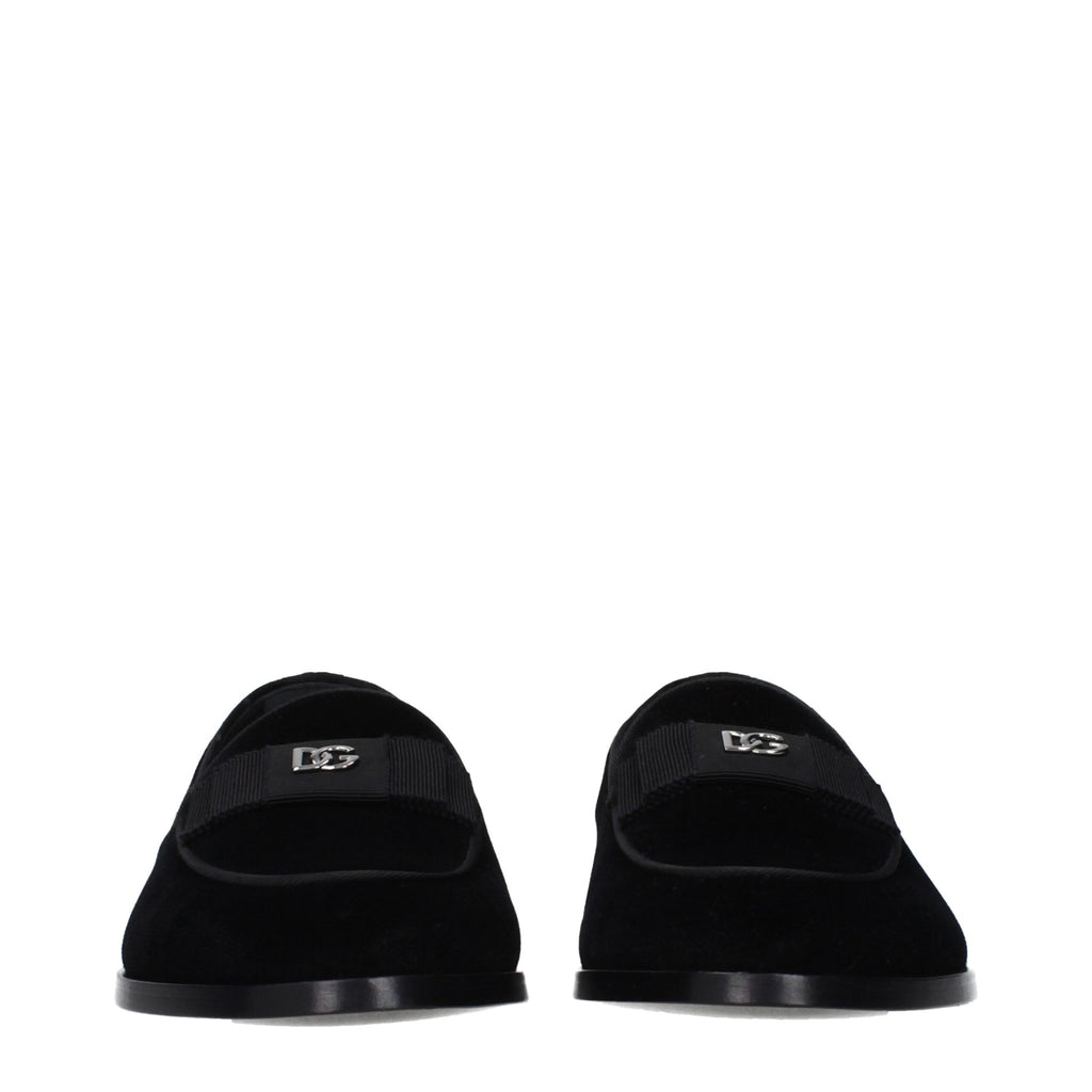 Black Velvet Slip-On Loafers