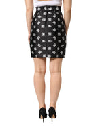 Black Dg Logo Pencil Cut High Waist Mini Skirt