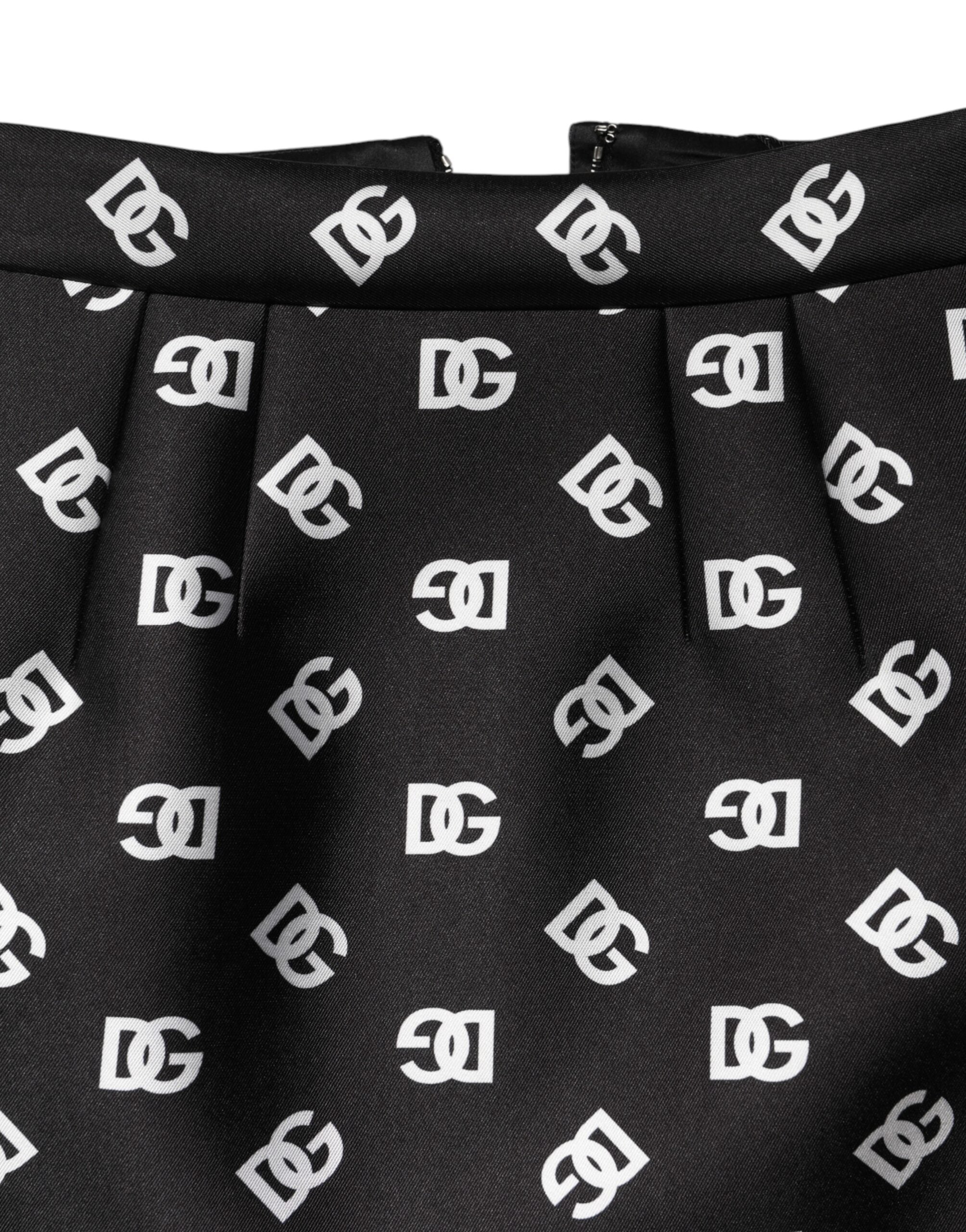 Black Dg Logo Pencil Cut High Waist Mini Skirt