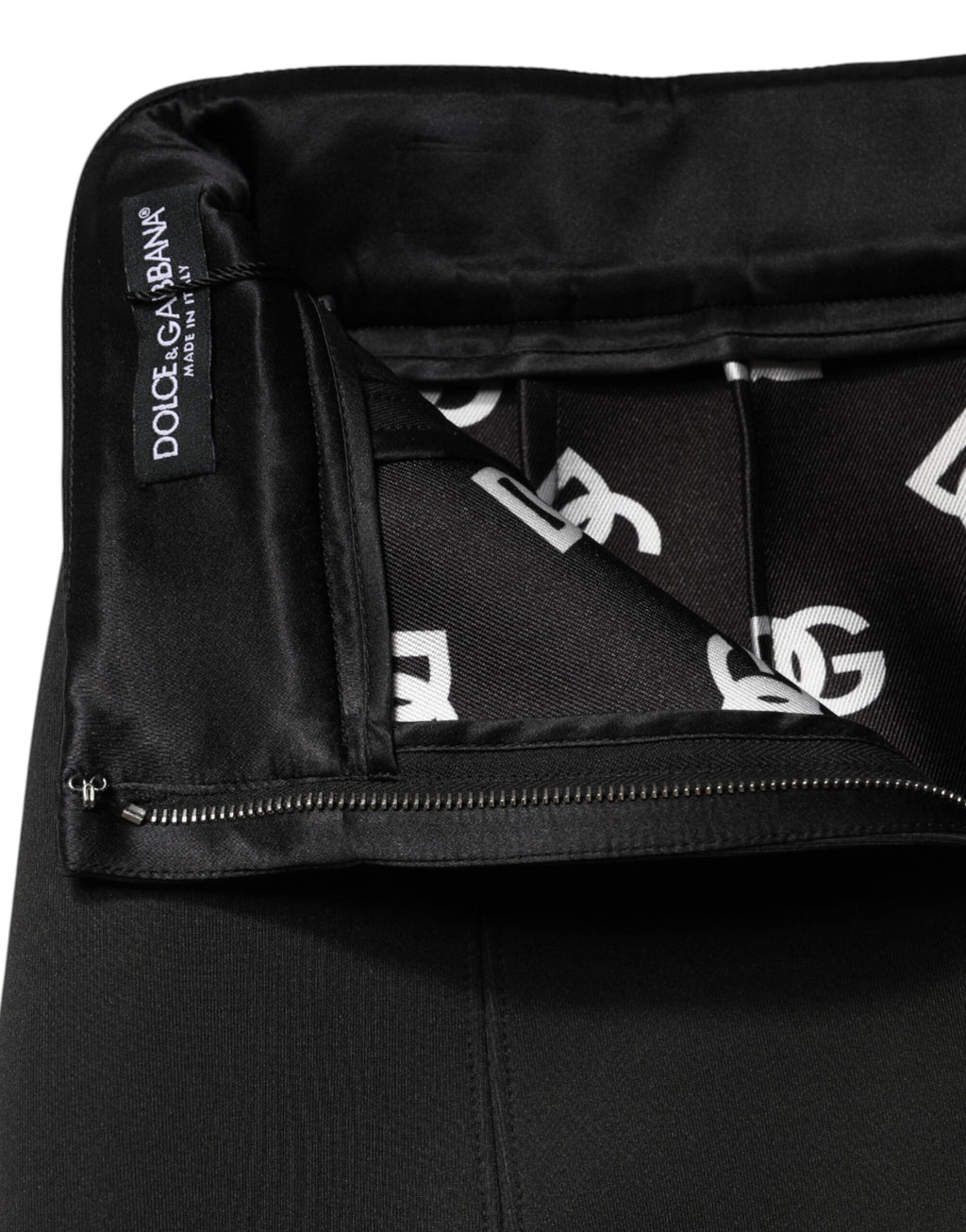 Black Nylon Pencil Cut High Waist Mini Skirt