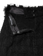 Black Nylon High Waist Open-Stitch Mini Skirt