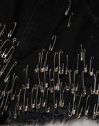 Black Pins Cotton Denim Hot Pants Shorts