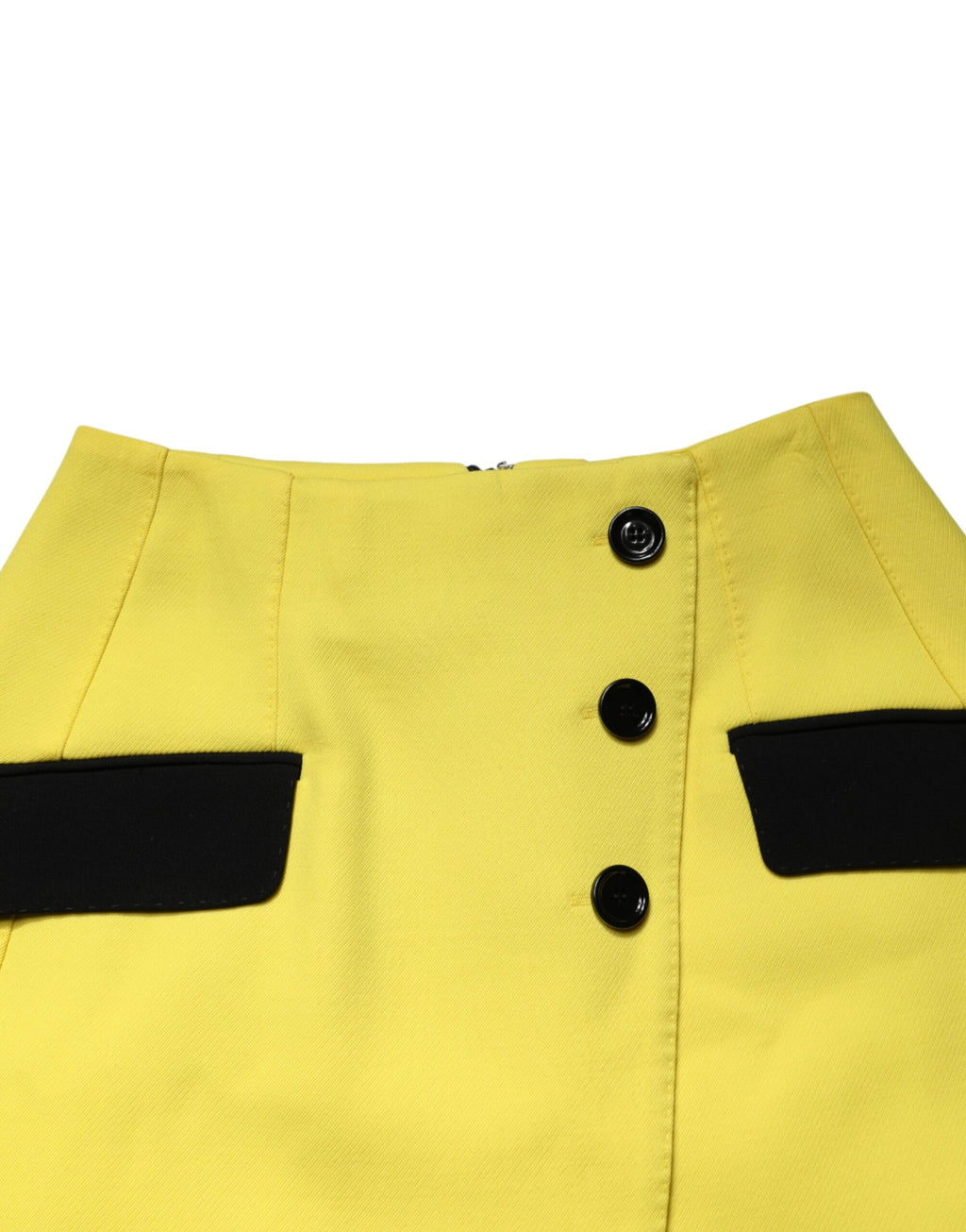 Yellow Wool Buttoned High Waist Mini Skirt