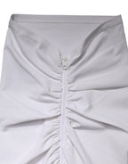 White Viscose Pencil Cut High Waist Mini Skirt
