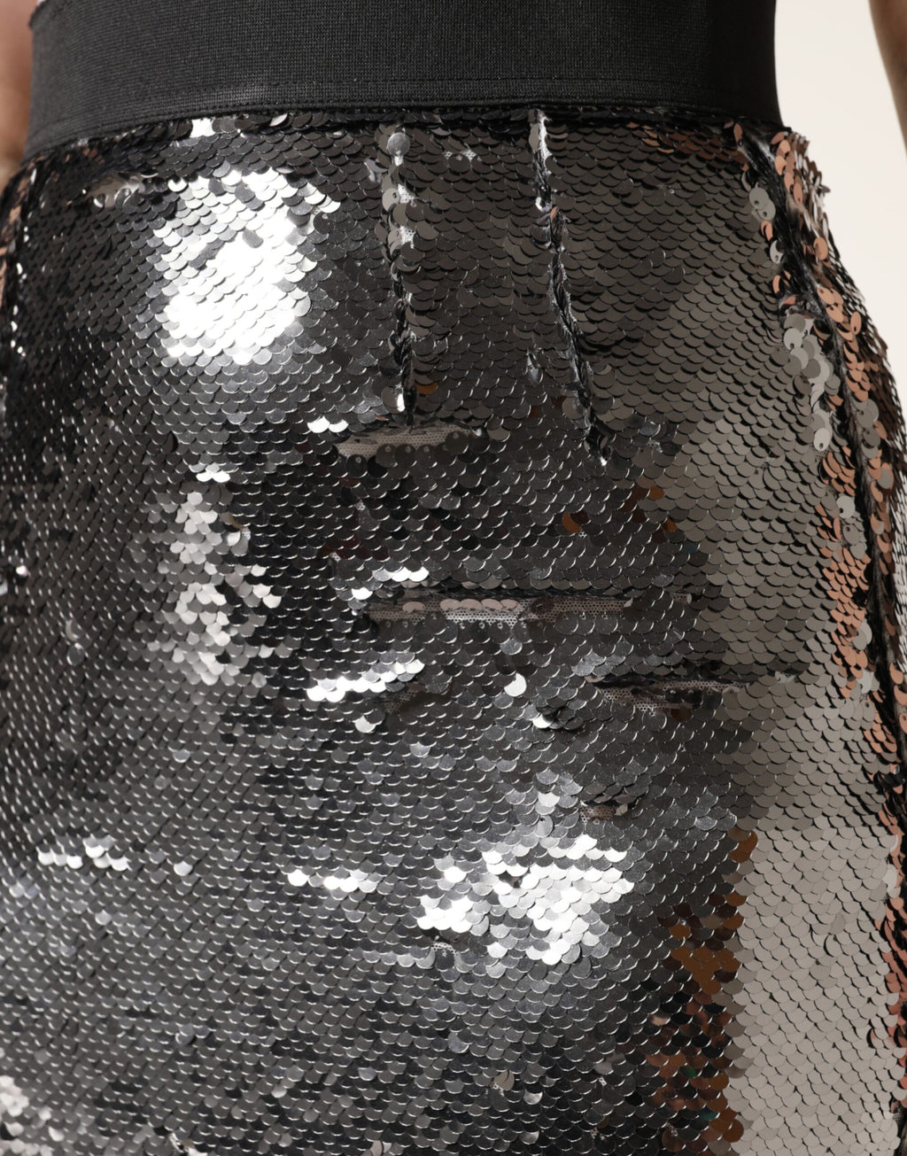 Metallic Gray Sequin High Waist Mermaid Skirt