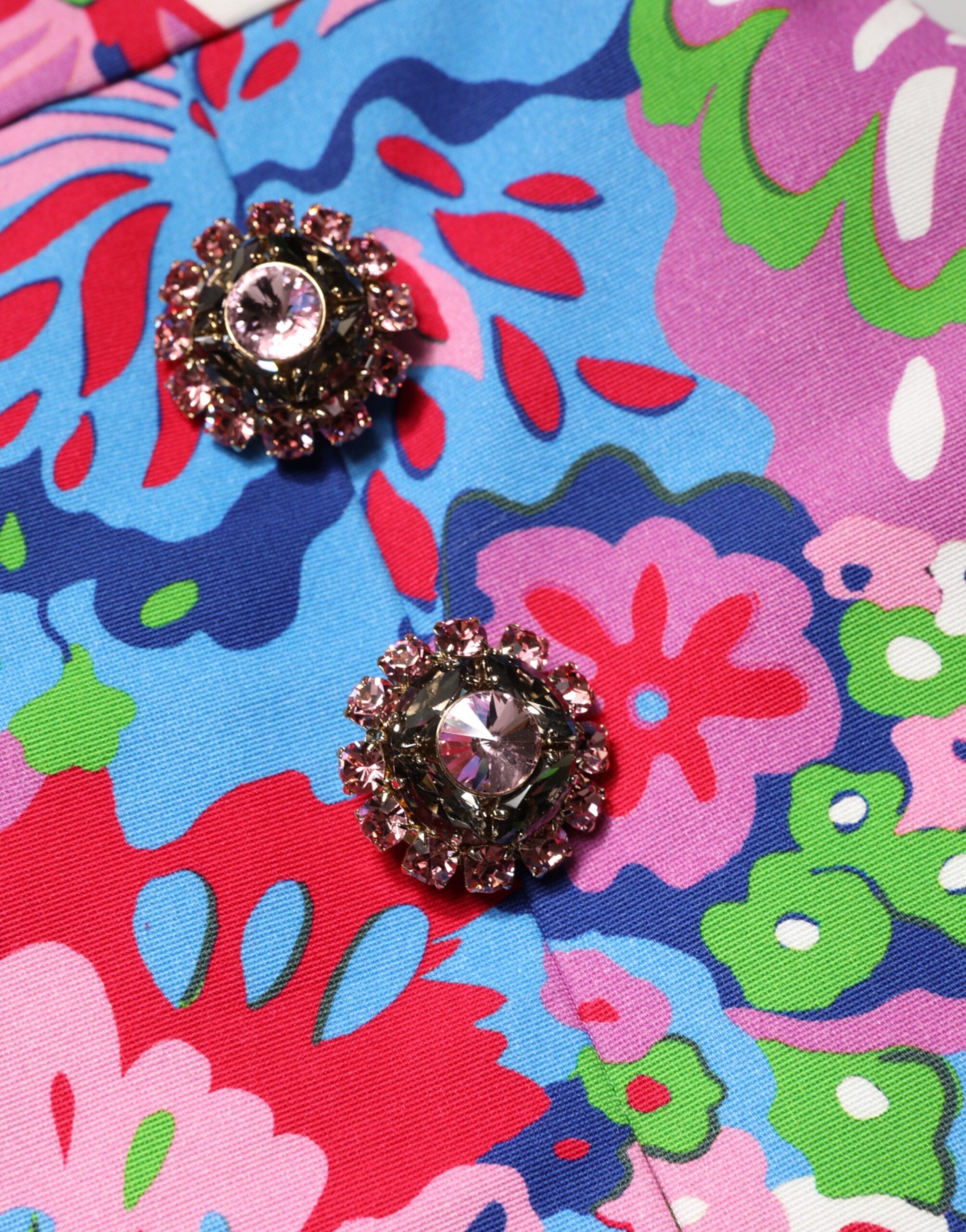 Multicolor Floral Buttoned High Waist Mini Shorts