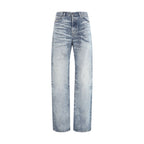 Blue Cotton Straight-Leg Jeans