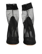 Black Nylon Stretch Mesh Sock Boots  Shoes