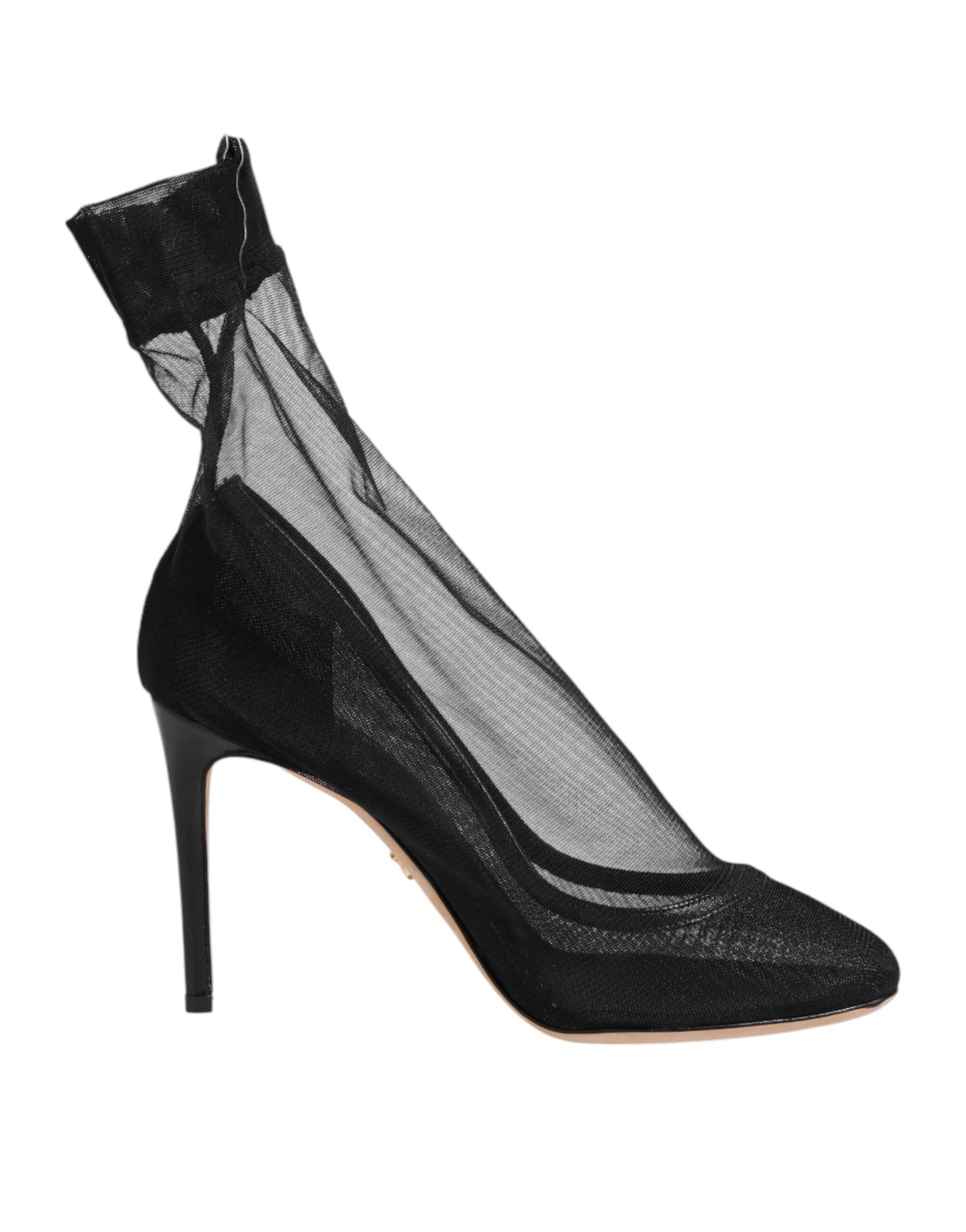 Black Nylon Stretch Mesh Sock Boots  Shoes