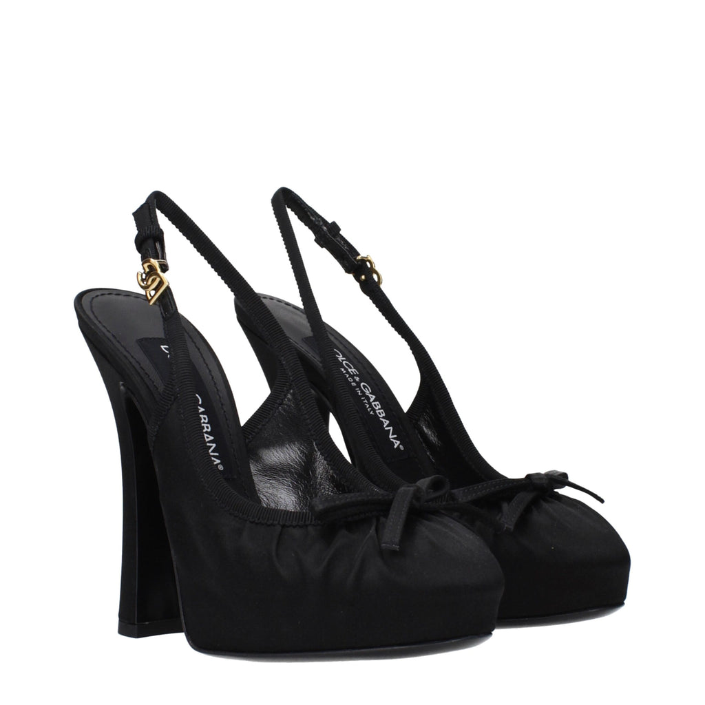 Black Satin High Heel Pumps