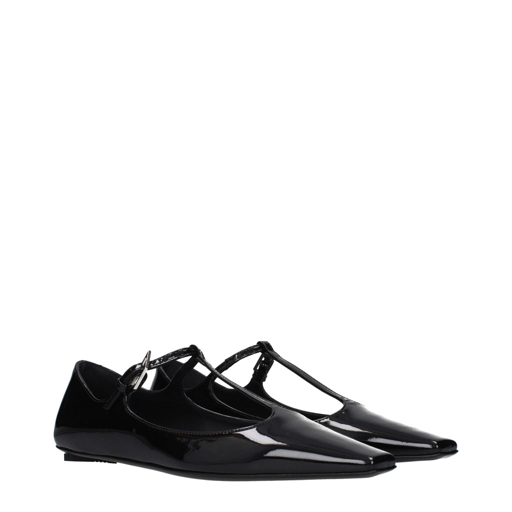 Black Leather Ballet Flats
