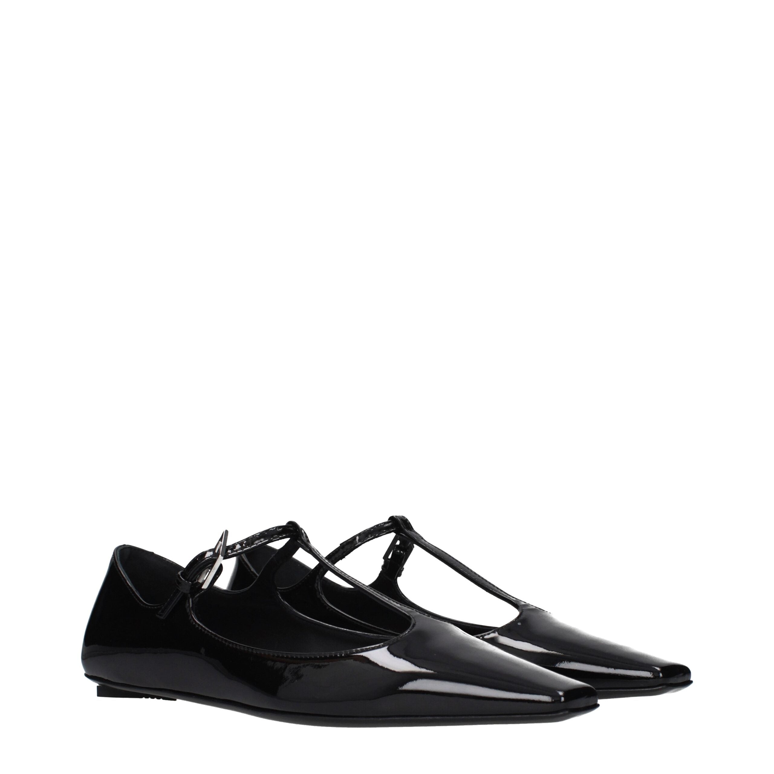 Black Leather Ballet Flats